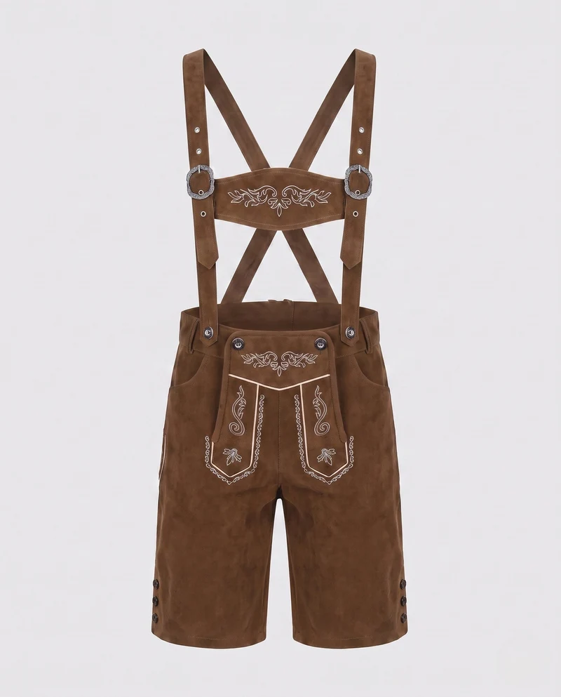 Herren traditionelle Lederhosen mit aufwendiger Stickerei Nord Taschen