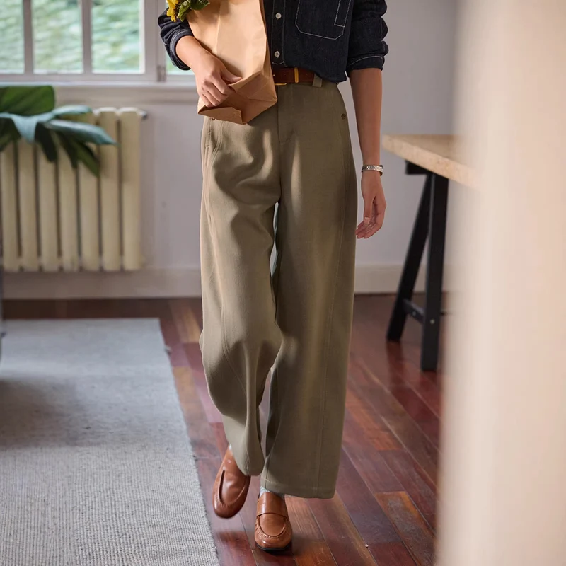 Damen Elegante und bequeme Hochtaillierte Stoffhose Nord Taschen