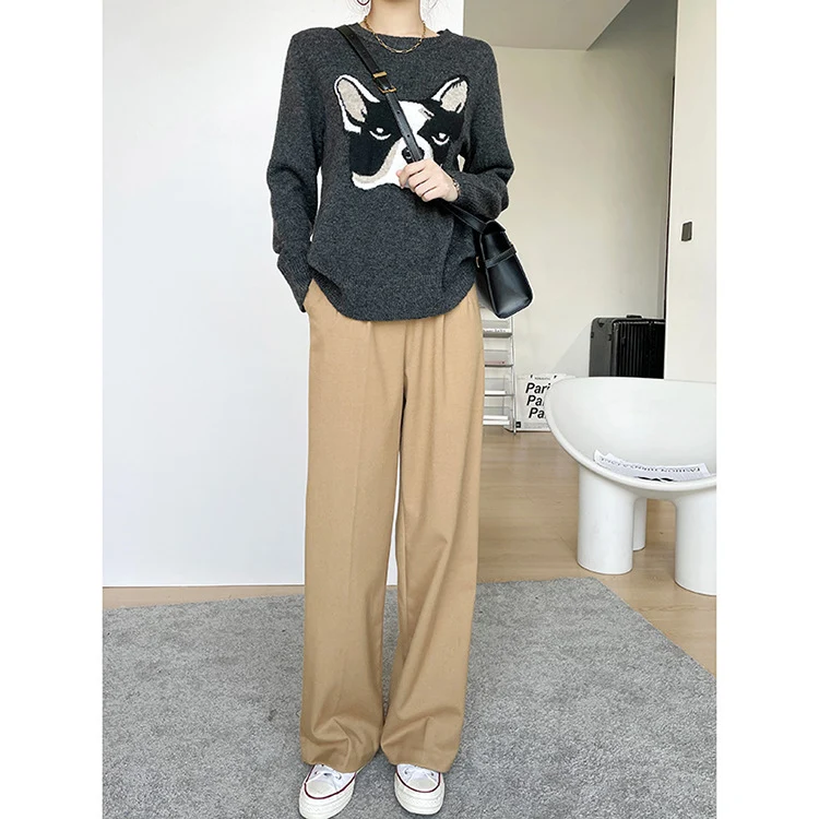 Damen Elegante und bequeme hoch taillierte Stoffhose Nord Taschen