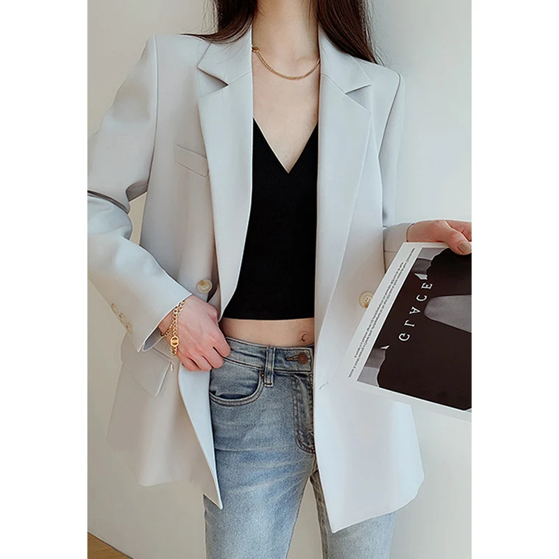 Damen Elegante Oversized Blazerjacke Nord Taschen