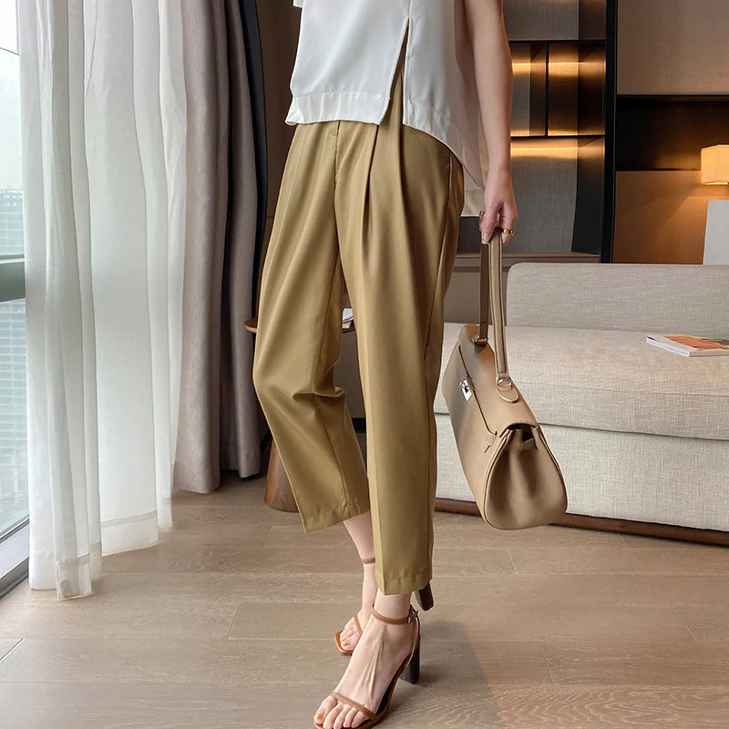 Damen Elegante Hochtaillierte Stoffhose Nord Taschen