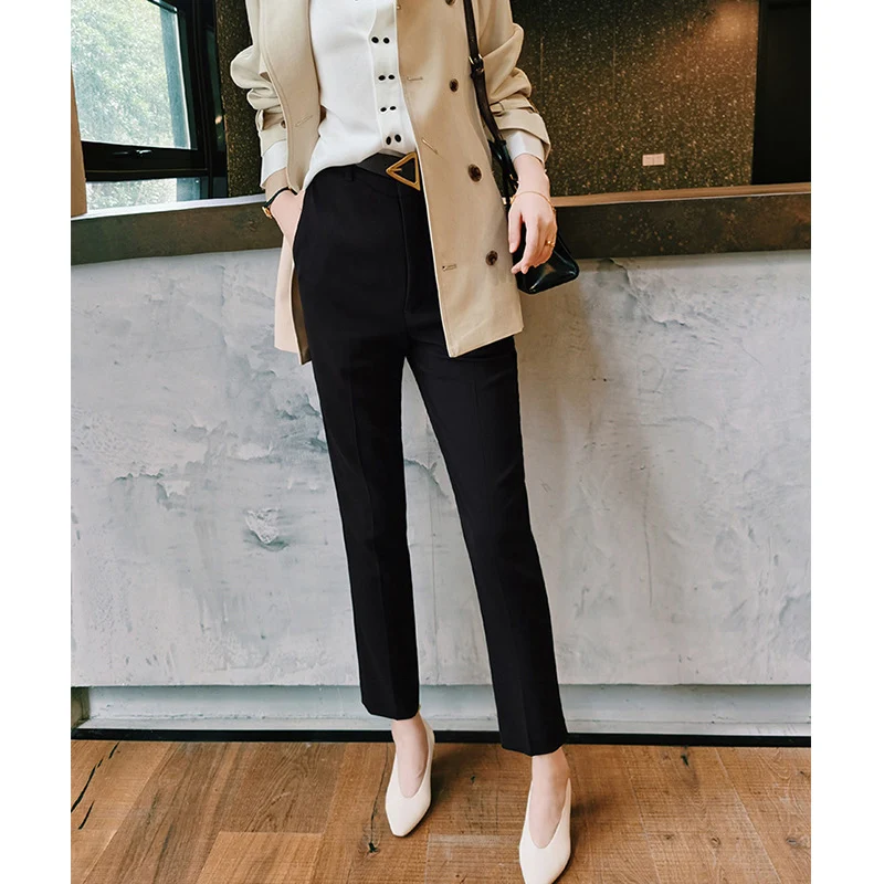 Damen Elegante Hochtaillierte Anzughose Nord Taschen