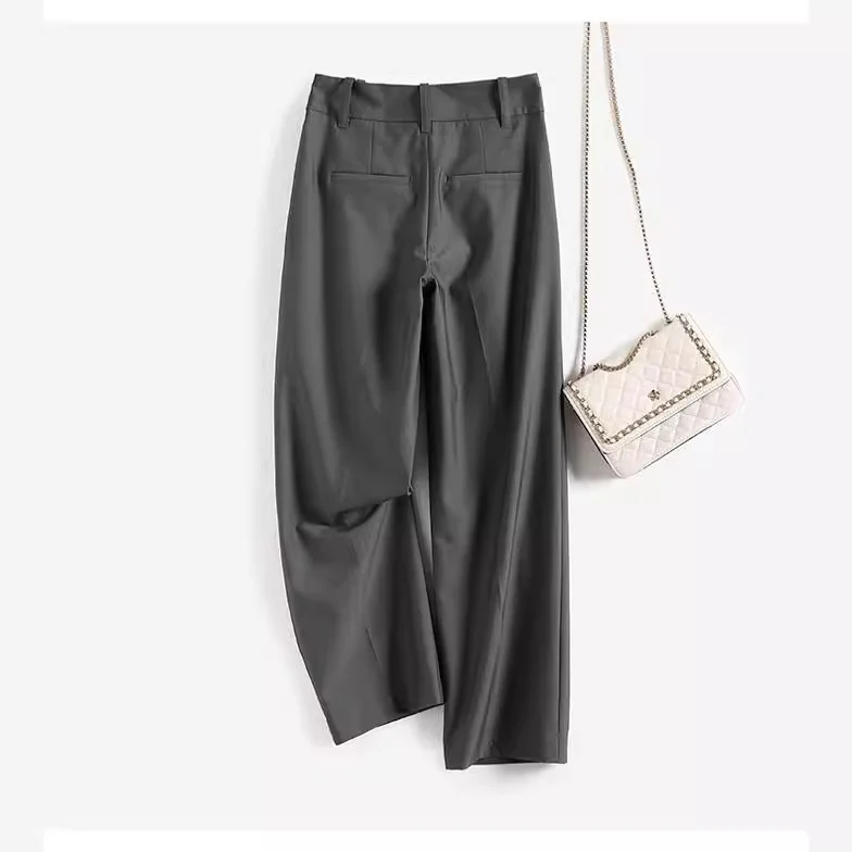 Damen Elegante, hoch taillierte und fließende Stoffhose Nord Taschen