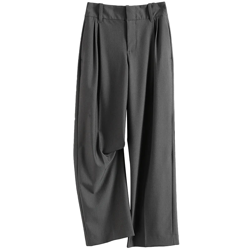 Damen Elegante, hoch taillierte und fließende Stoffhose Nord Taschen