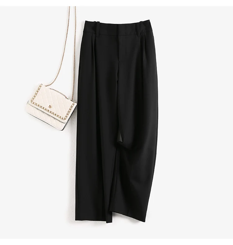 Damen Elegante, hoch taillierte und fließende Stoffhose Nord Taschen