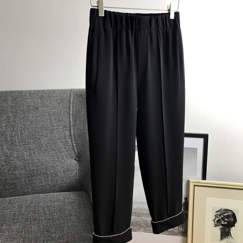 Damen Elegante Chino-Hose mit dekorativen Perlendetails Nord Taschen