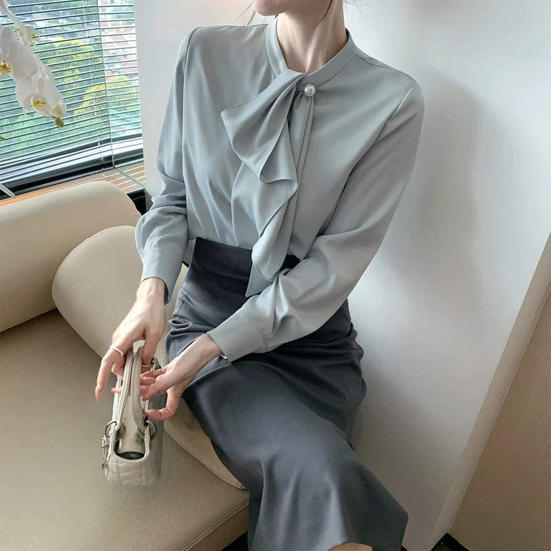 Damen Elegante Bluse mit Schleifendetail Nord Taschen