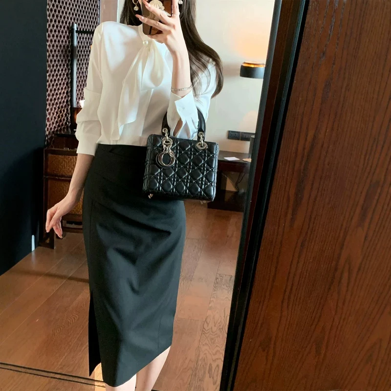 Damen Elegante Bluse mit Schleifendetail Nord Taschen