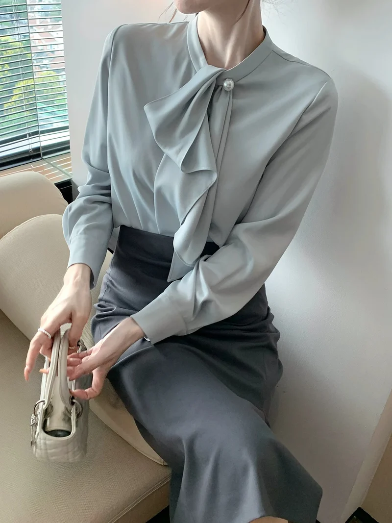 Damen Elegante Bluse mit Schleifendetail Nord Taschen