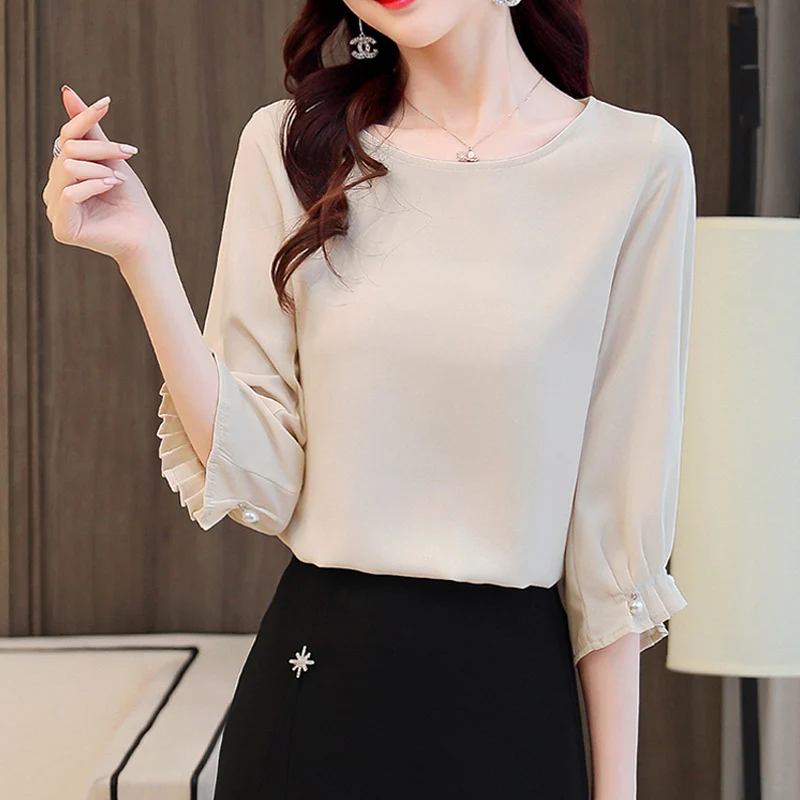 Damen Elegante Bluse mit Puffärmeln Nord Taschen