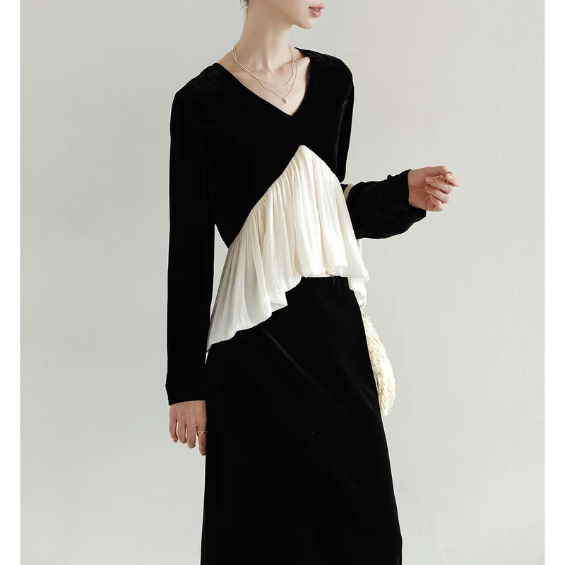 Damen Elegante Bluse mit Drapierung Nord Taschen