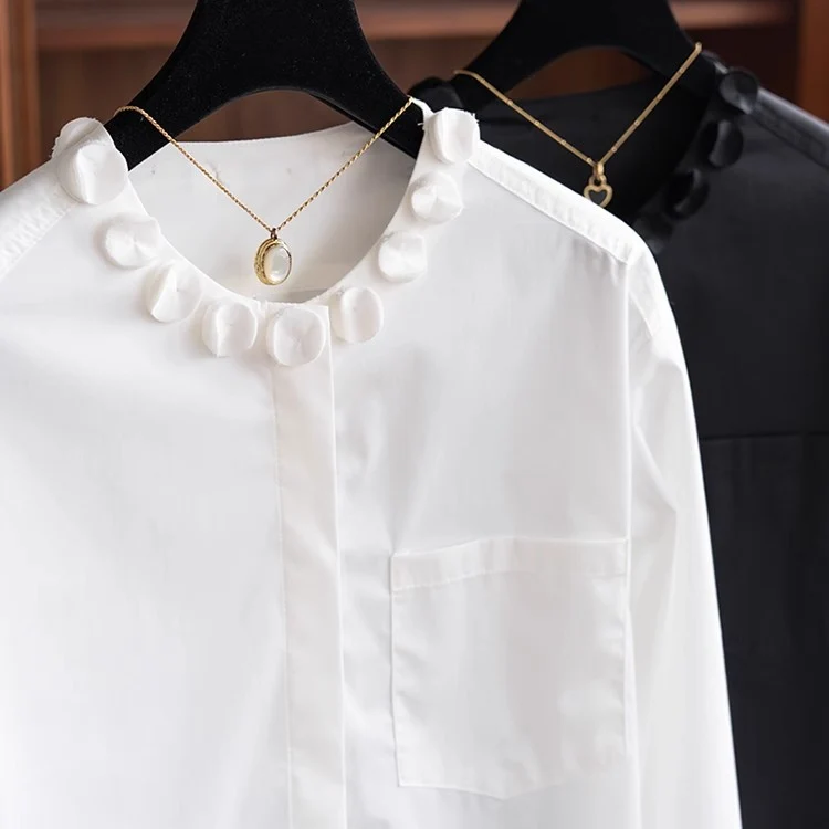 Damen Elegante Bluse mit dekorativem Kragen Nord Taschen