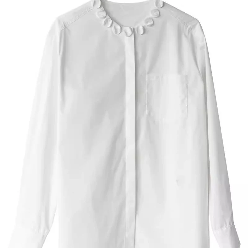 Damen Elegante Bluse mit dekorativem Kragen Nord Taschen