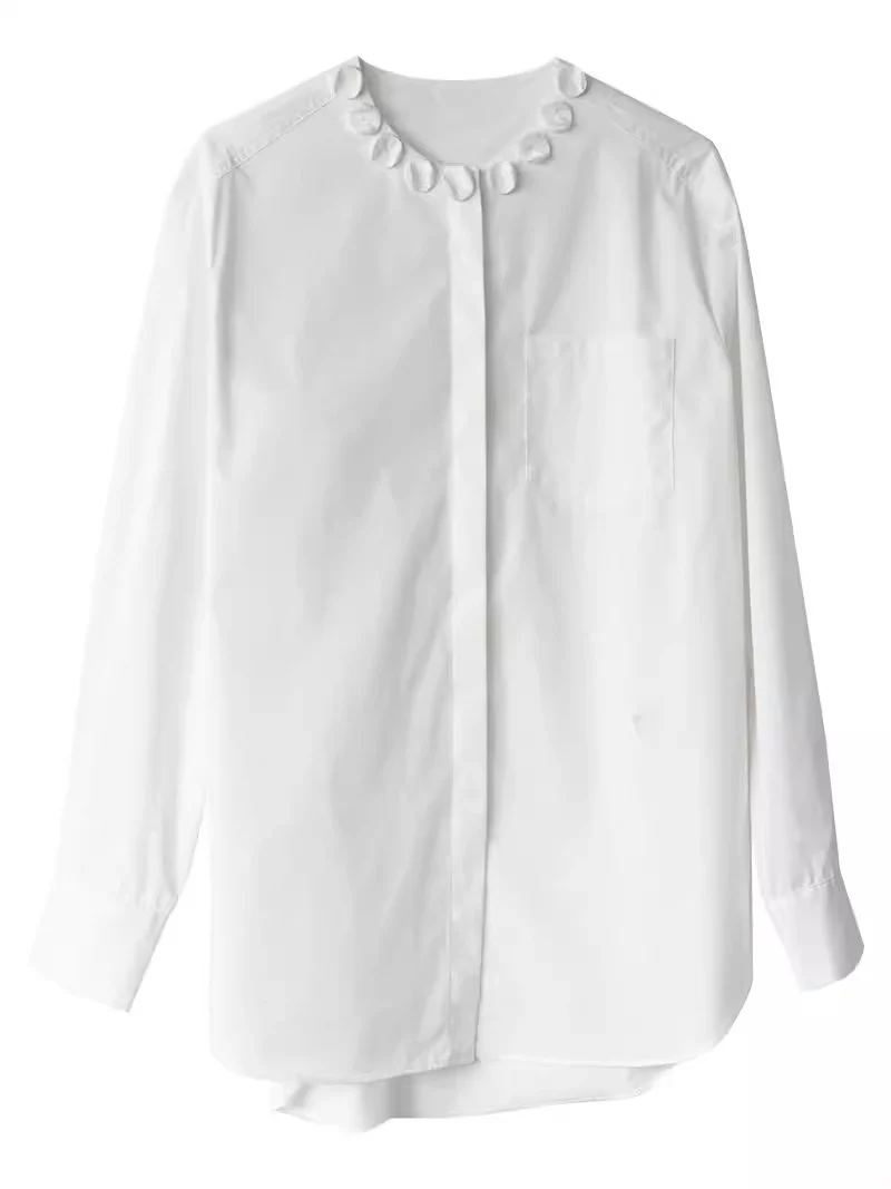 Damen Elegante Bluse mit dekorativem Kragen Nord Taschen