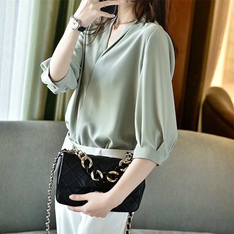 Damen Elegante Bluse mit Ballonärmeln Nord Taschen