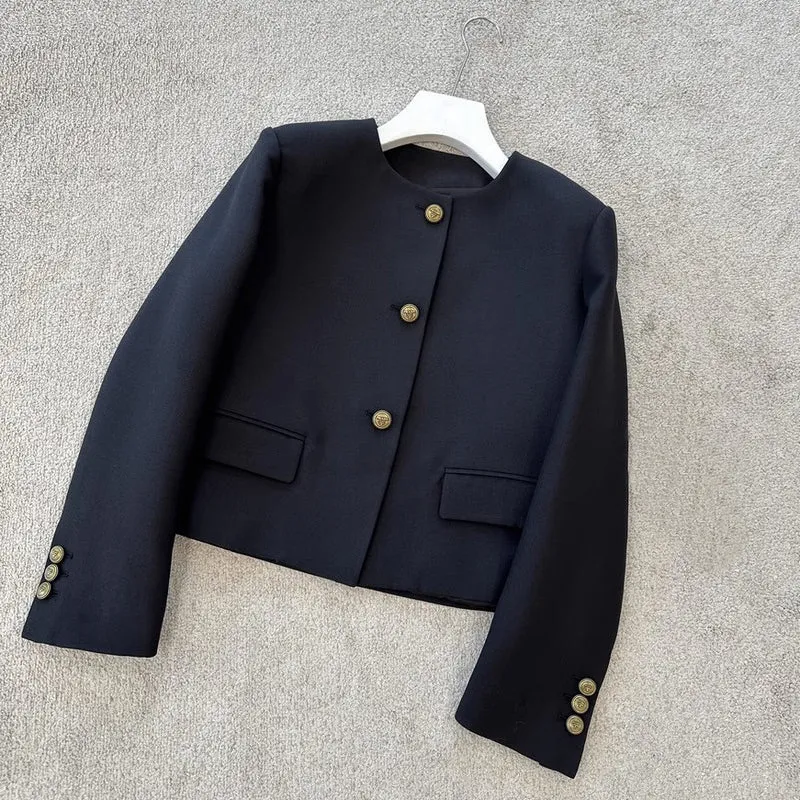 Damen Elegante Blazerjacke mit hohem Kragen Nord Taschen