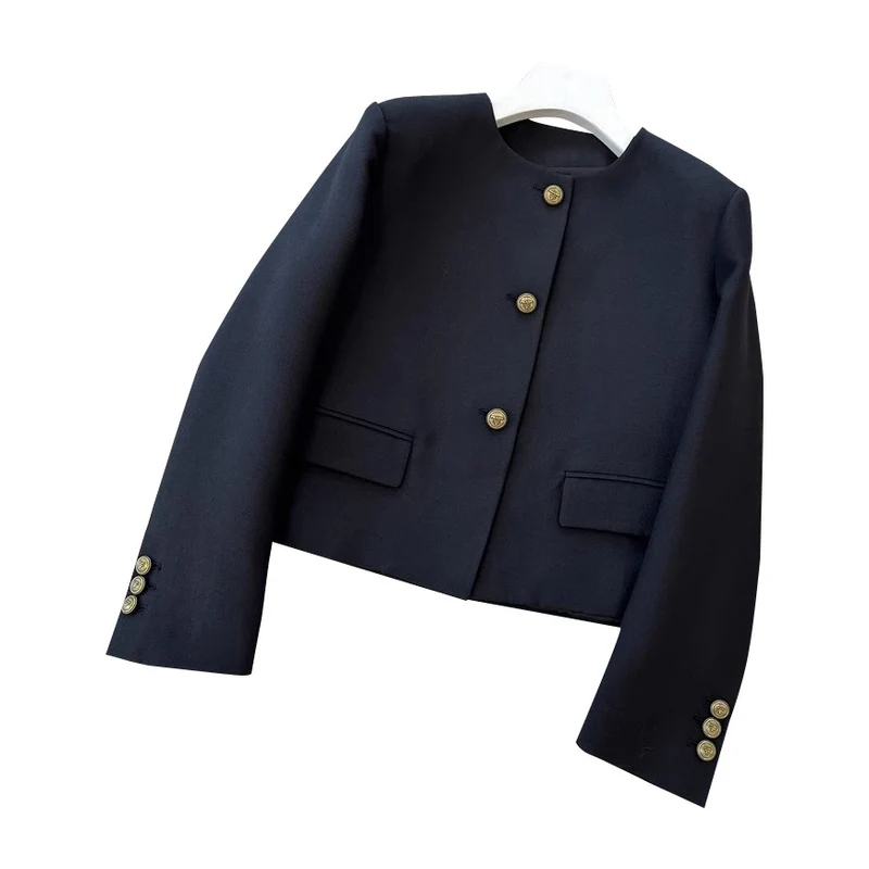 Damen Elegante Blazerjacke mit hohem Kragen Nord Taschen