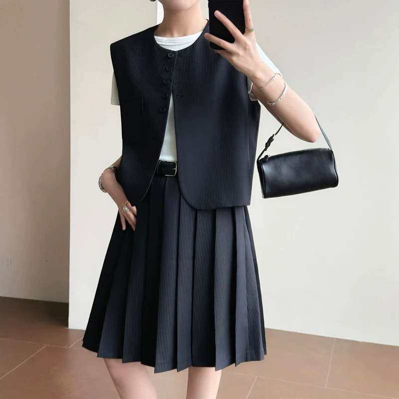 Damen Elegante Blazer-Weste mit gestreiftem Design Nord Taschen