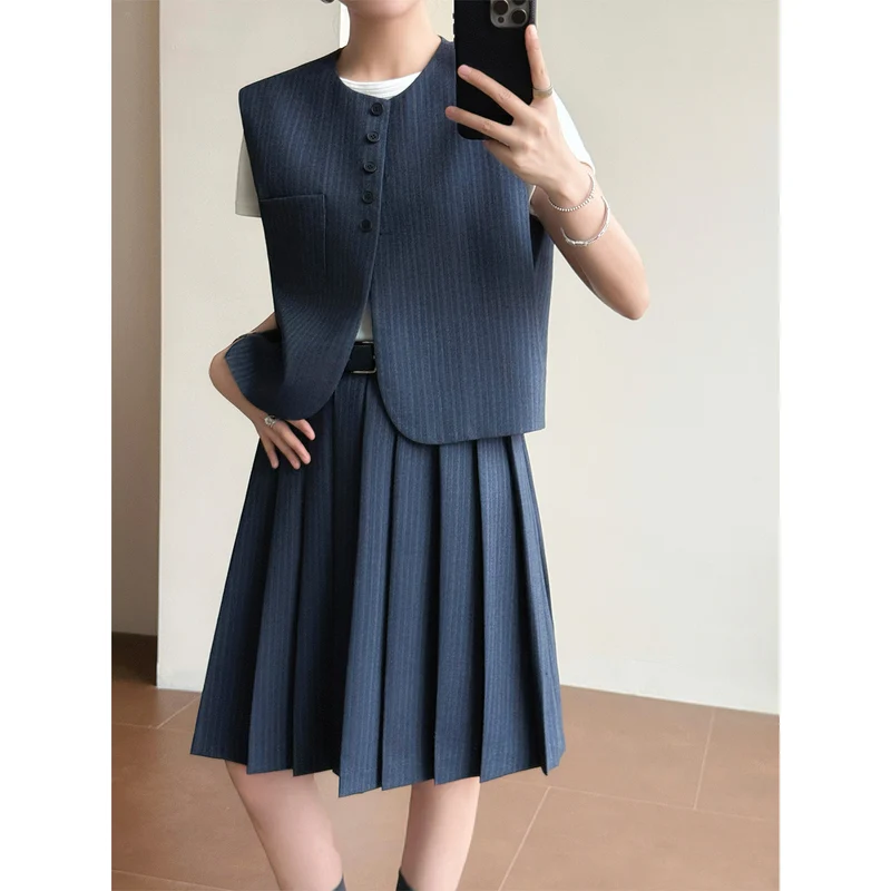 Damen Elegante Blazer-Weste mit gestreiftem Design Nord Taschen
