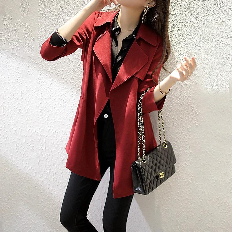 Damen Edles Trenchcoat mit Taillengürtel und praktischen Taschen Nord Taschen