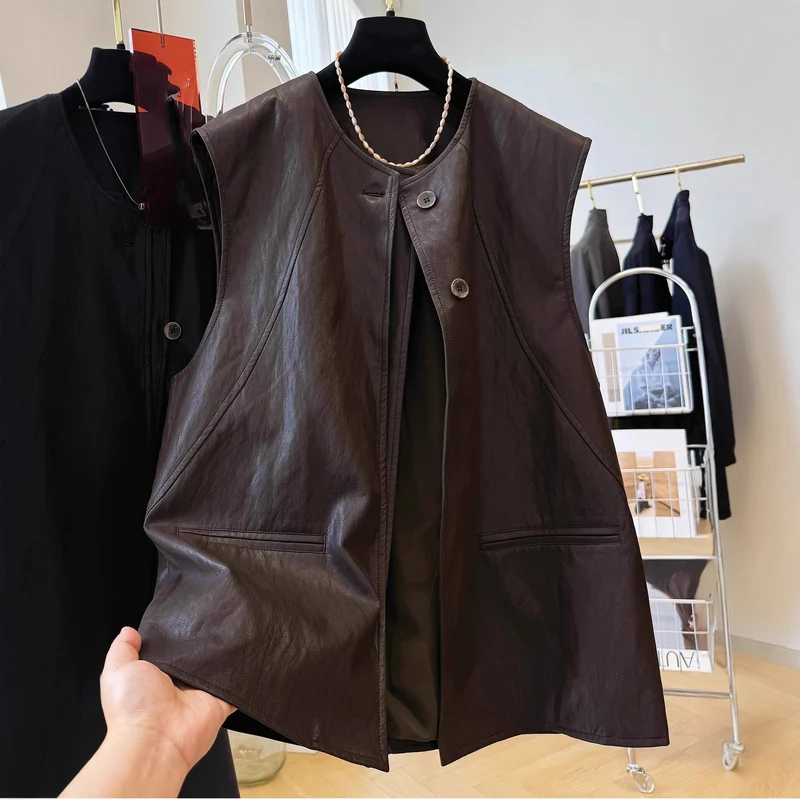 Damen Edle Lederweste Nord Taschen