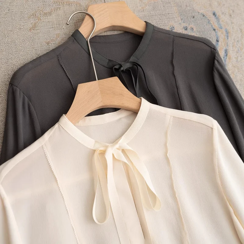 Damen Edle Bluse mit Schleifen-Detail Nord Taschen