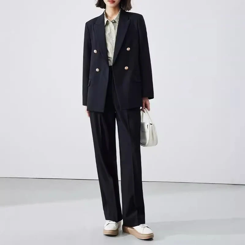 Damen Doppelreiher Blazer mit glänzenden Knöpfen Nord Taschen