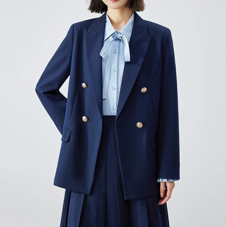 Damen Doppelreiher Blazer mit glänzenden Knöpfen Nord Taschen
