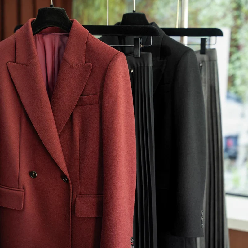 Damen Designer Doppeltbreasted Blazer Nord Taschen