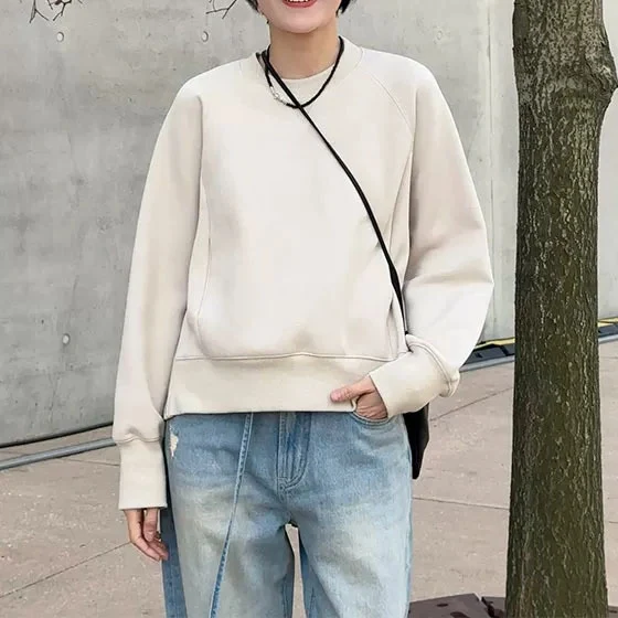 Damen Bequemer Sweatshirt mit raglan Ärmel Nord Taschen