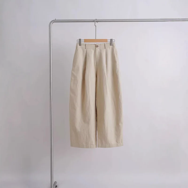 Damen Bequeme und lässige weit geschnittene Stoffhose Nord Taschen