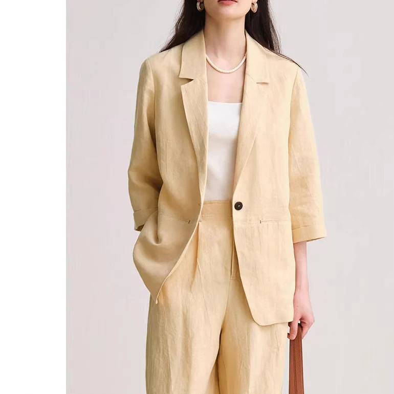 Damen Bequeme und elegante Leinenhose Nord Taschen