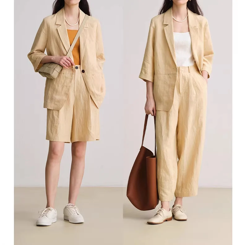 Damen Bequeme und elegante Leinenhose Nord Taschen