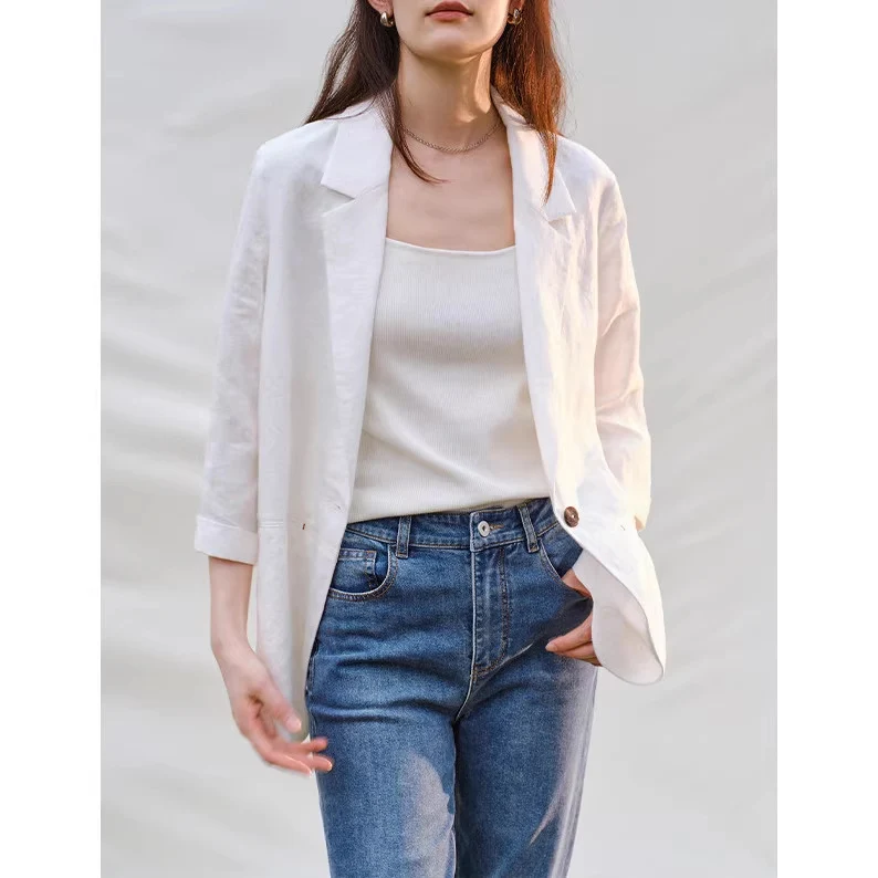 Damen Bequeme und elegante Leinenhose Nord Taschen