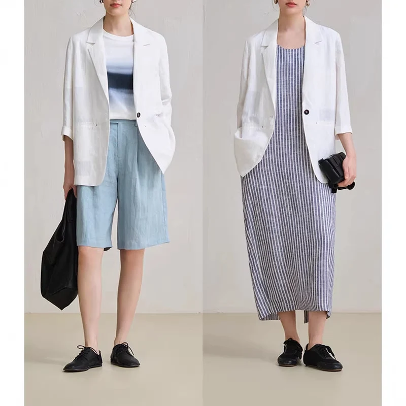 Damen Bequeme und elegante Leinenhose Nord Taschen