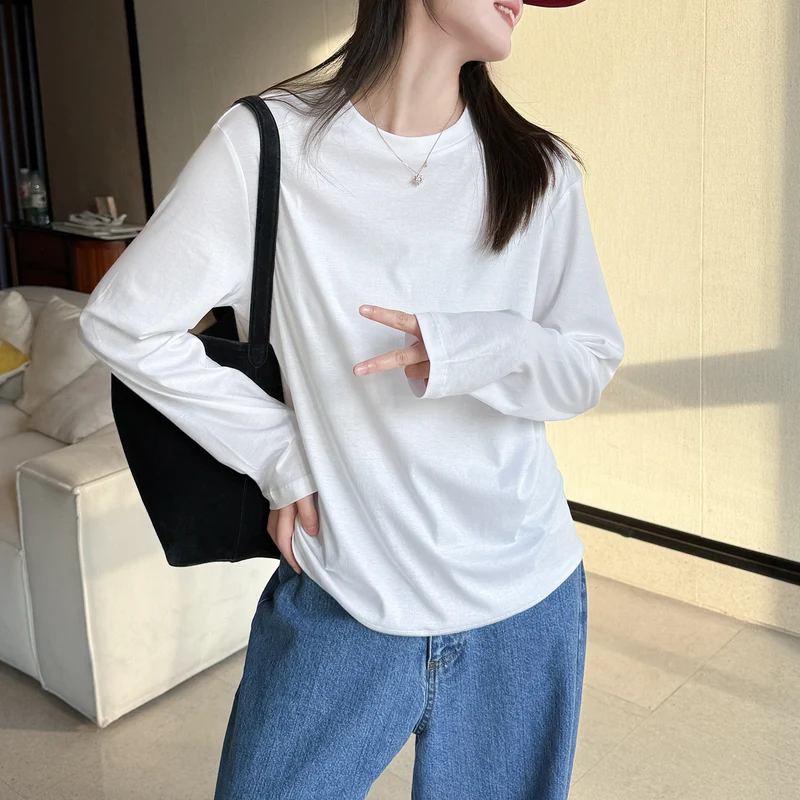 Damen Bequeme Langarmshirt mit schlichten Details Nord Taschen