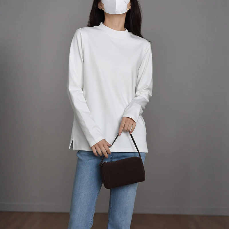 Damen Bequeme Langarm-Bluse Nord Taschen