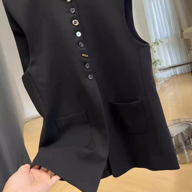 Damen ärmellose Blazer-Weste Nord Taschen