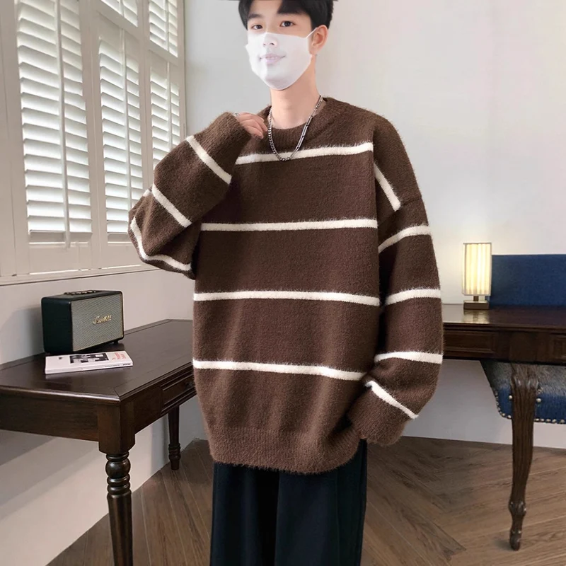 Unisex Oversized Strickpullover mit gestreiftem Design Nord Taschen