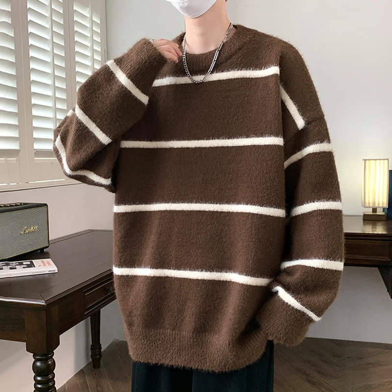 Unisex Oversized Strickpullover mit gestreiftem Design Nord Taschen