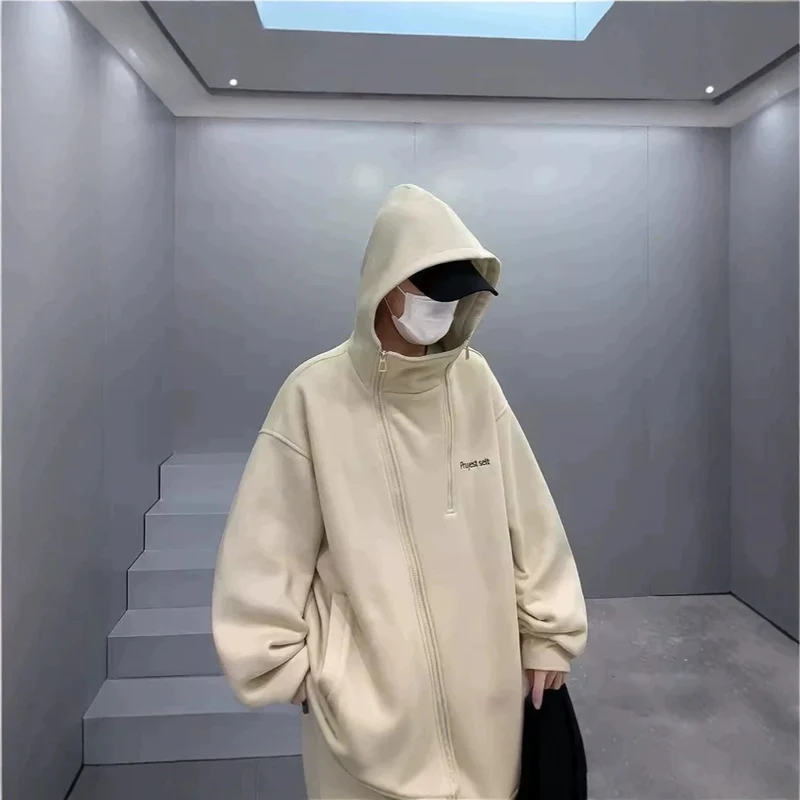 Unisex Oversized Fleecejacke mit hohen Kragen und Reißverschluss Nord Taschen