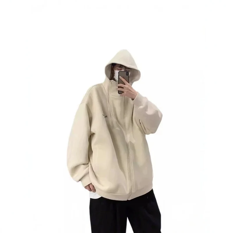 Unisex Oversized Fleecejacke mit hohen Kragen und Reißverschluss Nord Taschen