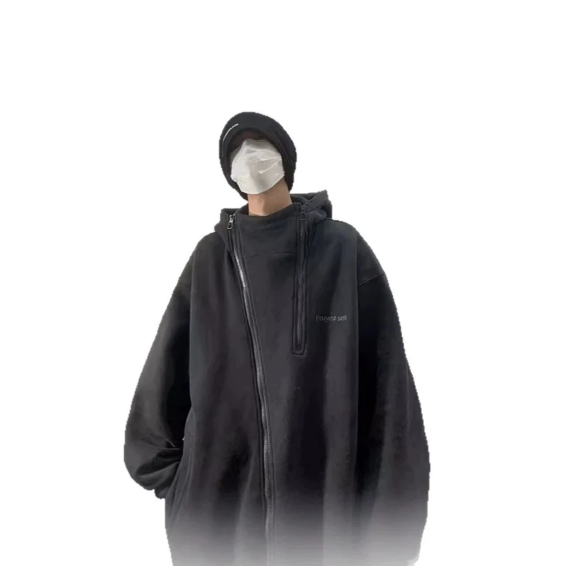 Unisex Oversized Fleecejacke mit hohen Kragen und Reißverschluss Nord Taschen