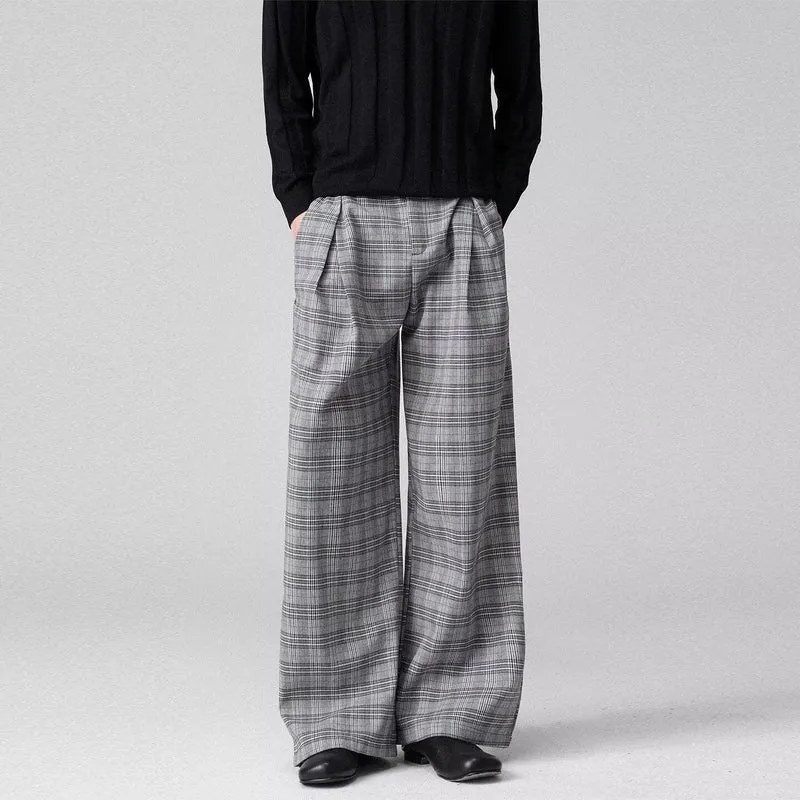 Herren Weitgeschnittene Karottenhose mit Karo-Muster Nord Taschen