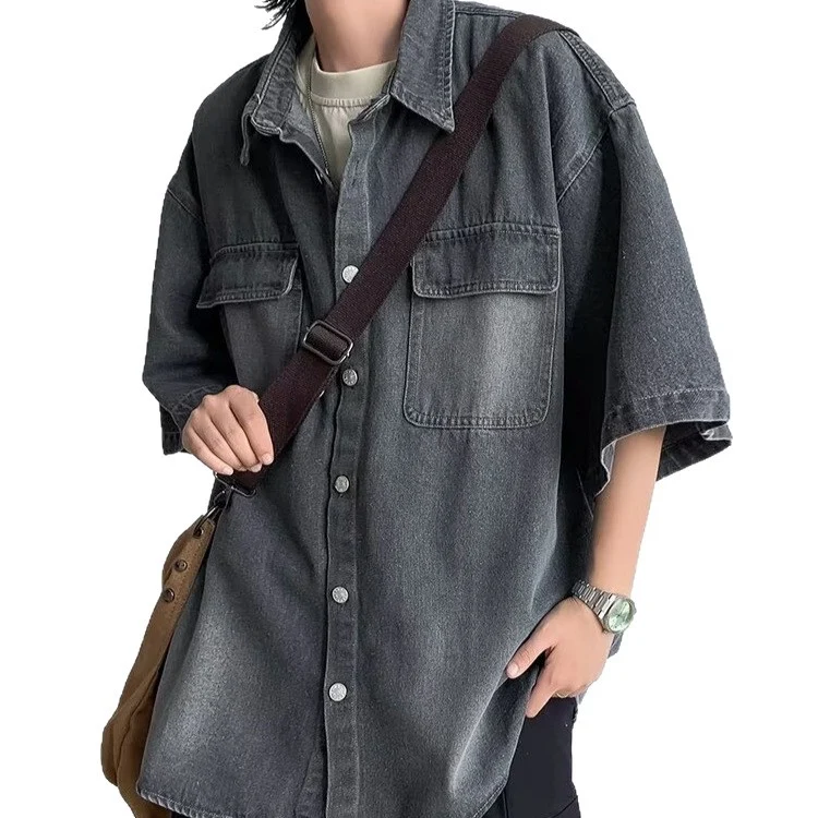 Herren Übergroßes Vintage Denim-Hemd Nord Taschen