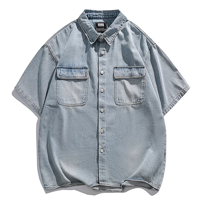 Herren Übergroßes Vintage Denim-Hemd Nord Taschen