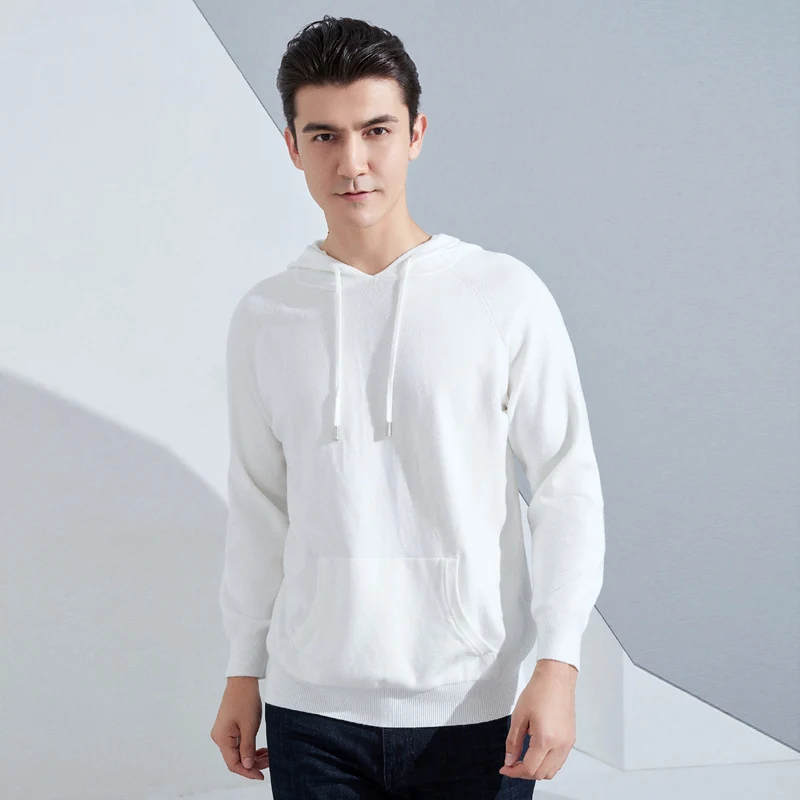 Herren Leichter Kapuzen-Feinstrickpullover mit Kängurutasche und Raglanärmeln Nord Taschen