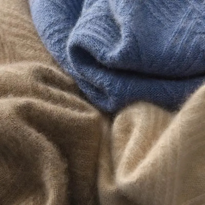 Herren Kurzrollkragenpullover aus Merino‑Mix mit diagonaler Rautenstruktur Nord Taschen