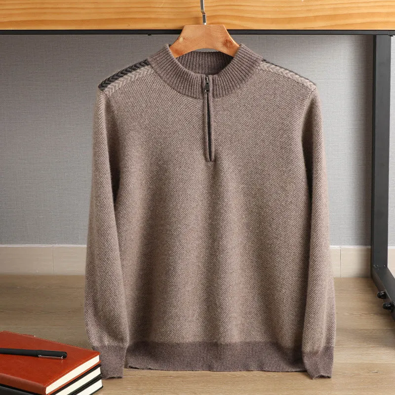 Herren Halbzip-Rollkragenpullover aus Kaschmir-Mix mit feiner Rippkante Nord Taschen