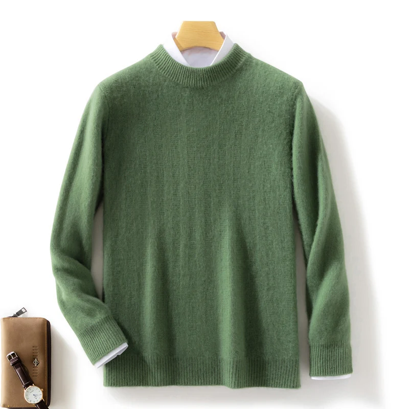 Herren Feinstrickpullover mit kurzem Stehkragen, strukturierter Längsrippe und schlanker Passform Nord Taschen